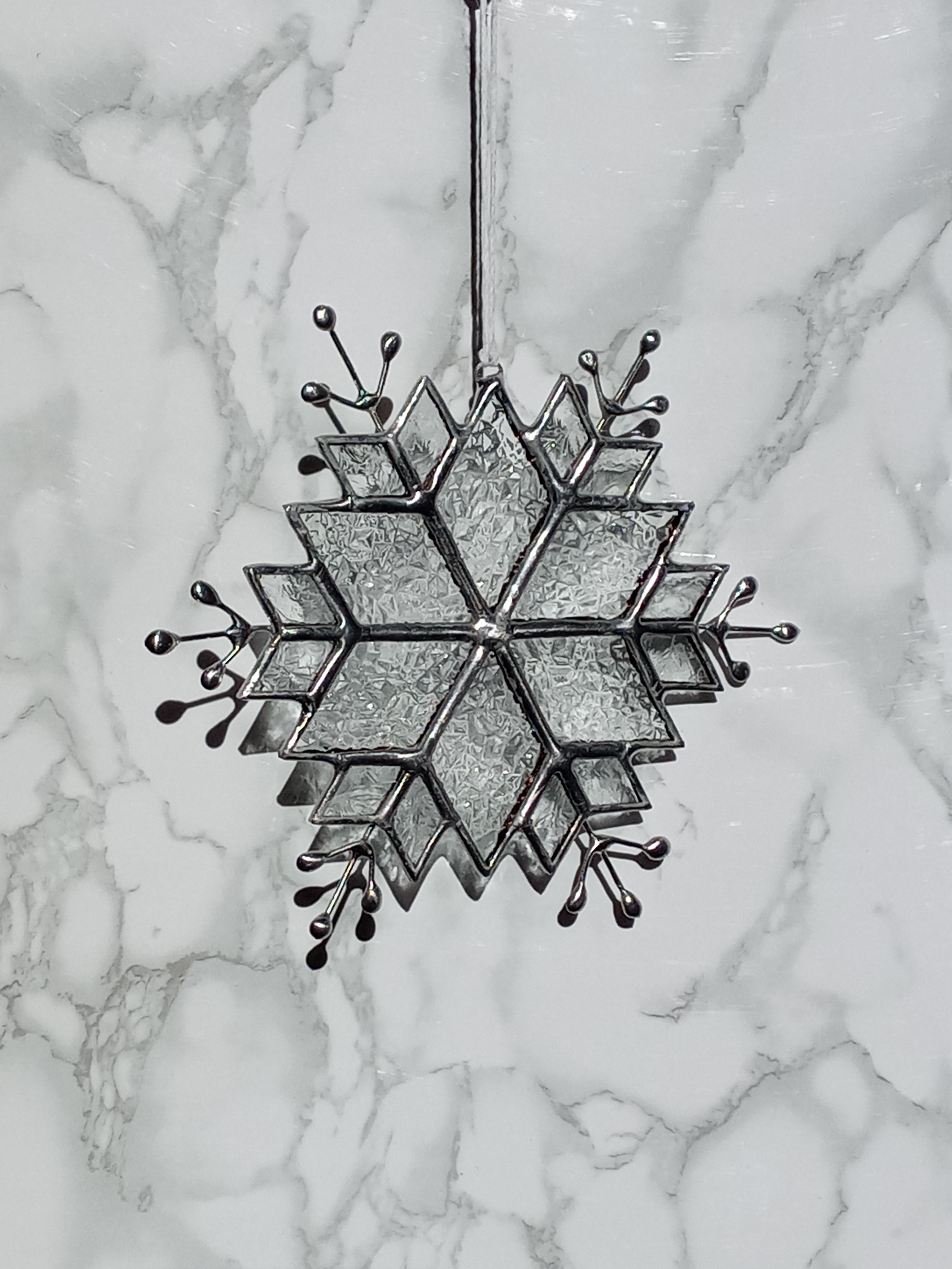 Fine art collectibles glass art large snowflake stained glass suncatcher ornament